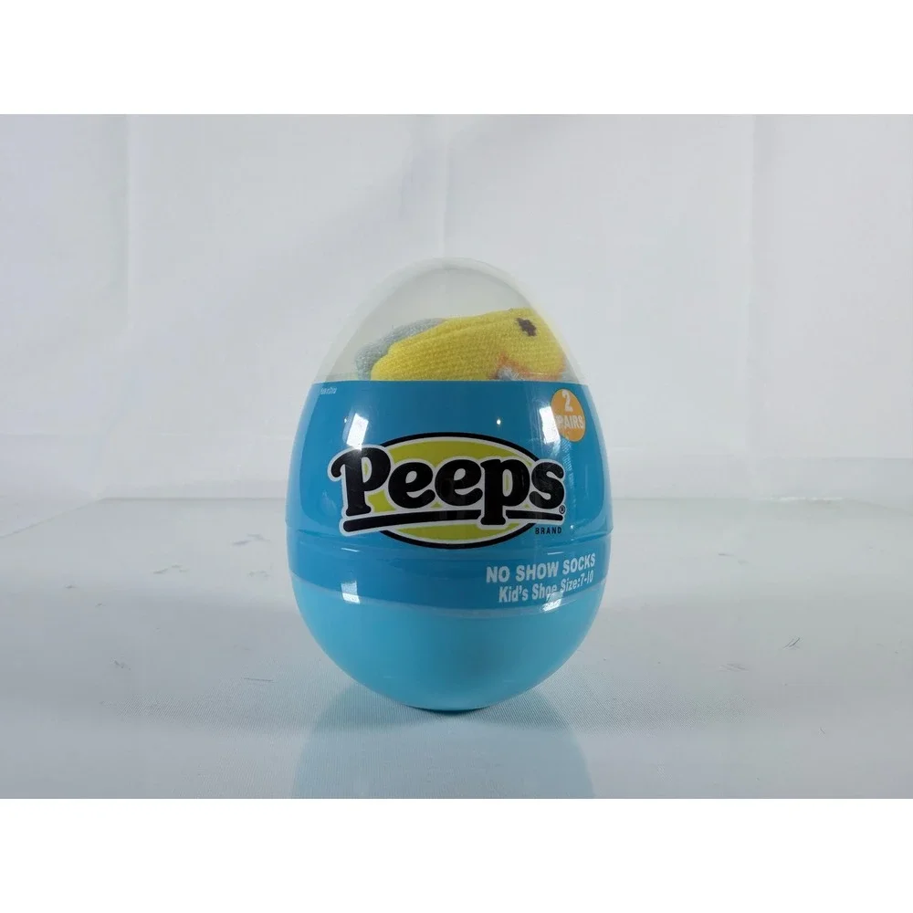 Peeps Easter Blue Plastic Egg Kids No Show Socks Size 7-10 2 Pairs
